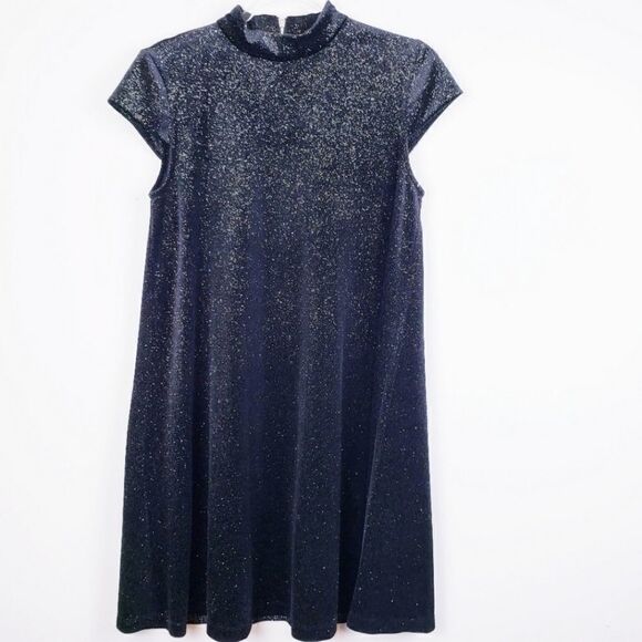 Chelsea & Theodore Black Sparkle Cap Sleeve Dress - Picture 1 of 4